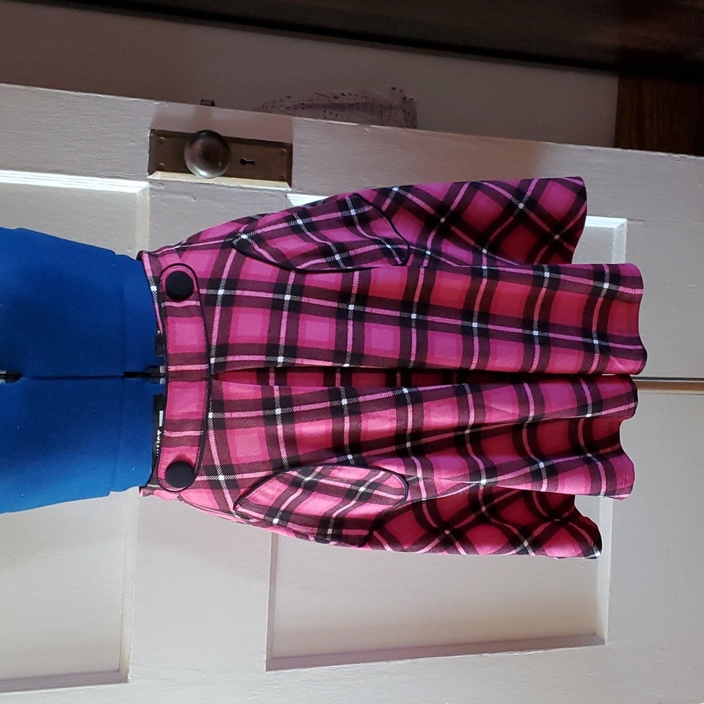 Pink plaid skirt